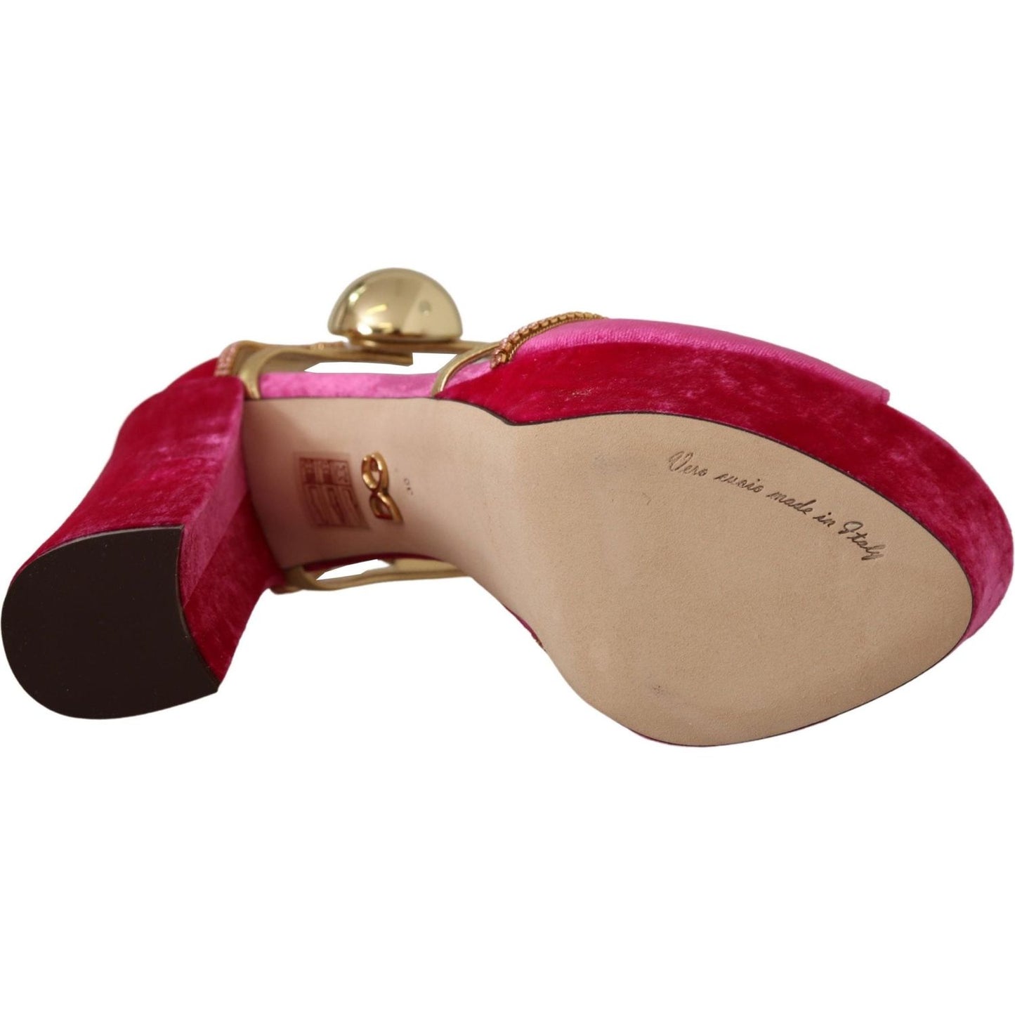 Dolce & Gabbana Ethereal Pink Velvet Crystal Sandals Dolce & Gabbana Rosy Brown