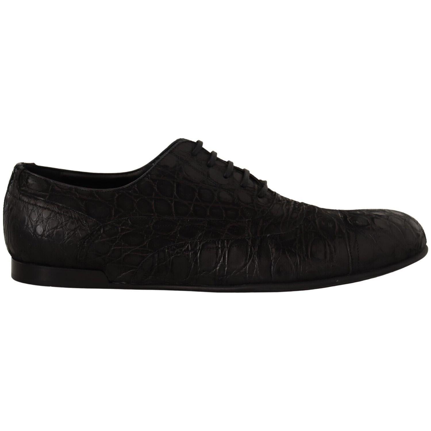 Dolce & Gabbana Black Caiman Leather Mens Oxford Shoes