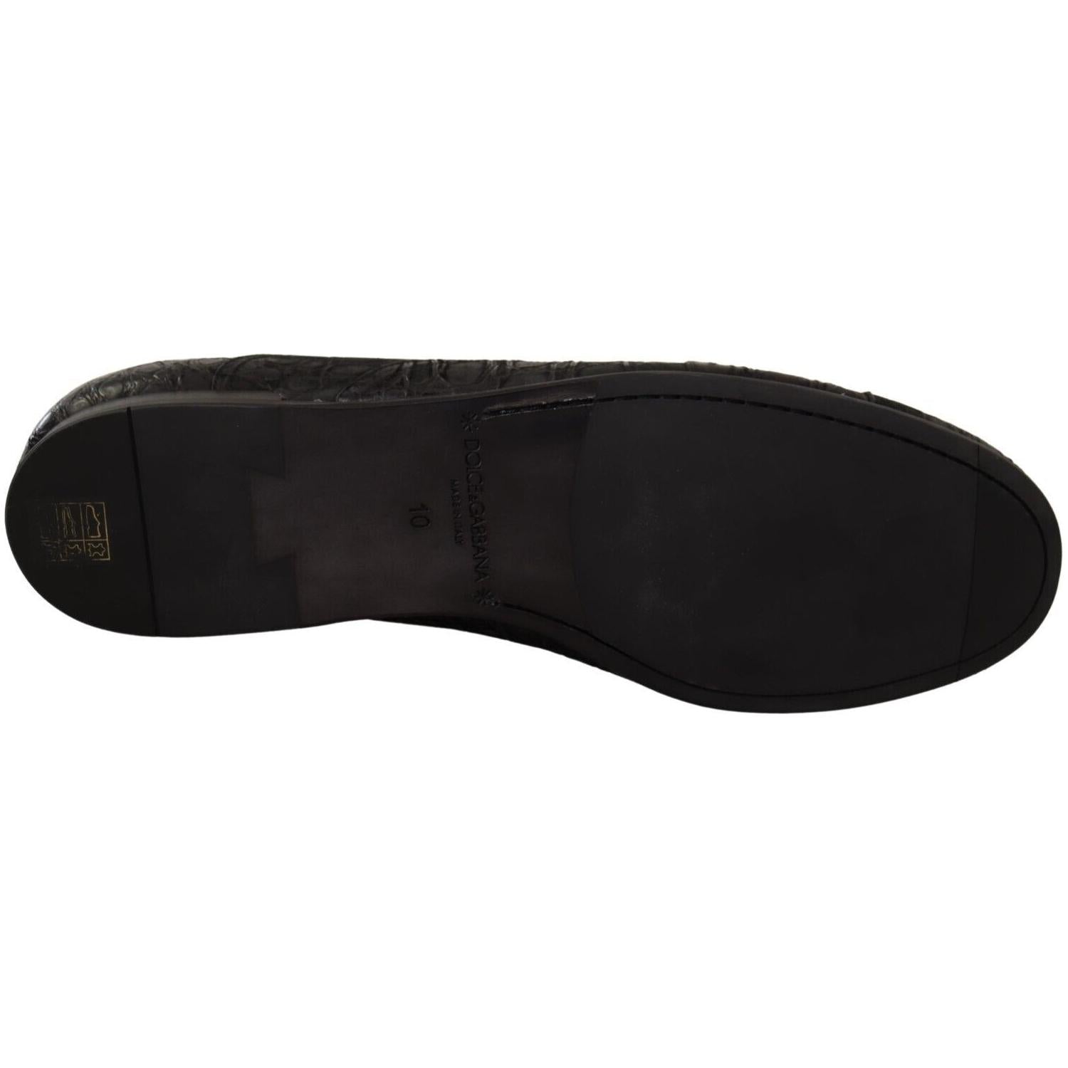 Dolce & Gabbana Black Caiman Leather Mens Oxford Shoes