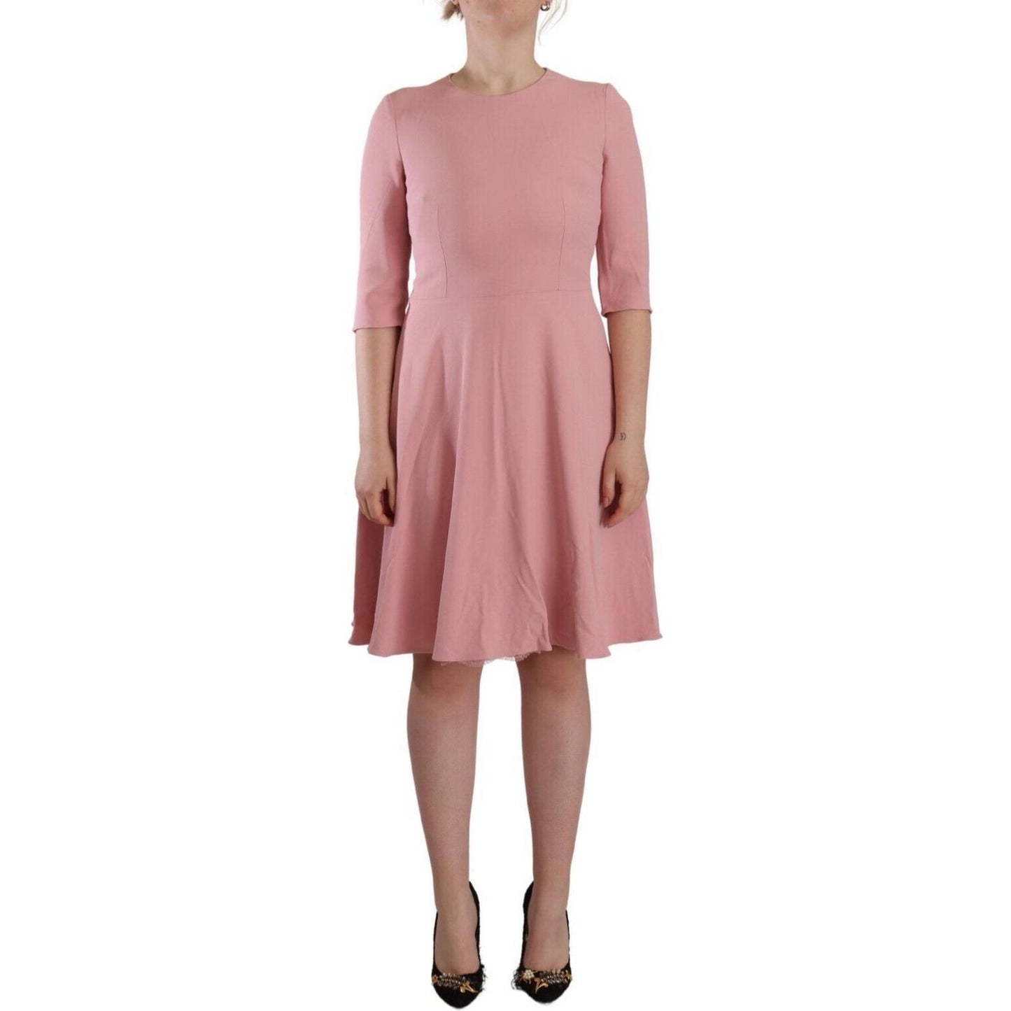 Dolce & Gabbana Elegant Pink A-Line Knee Length Dress Dolce & Gabbana Rosy Brown