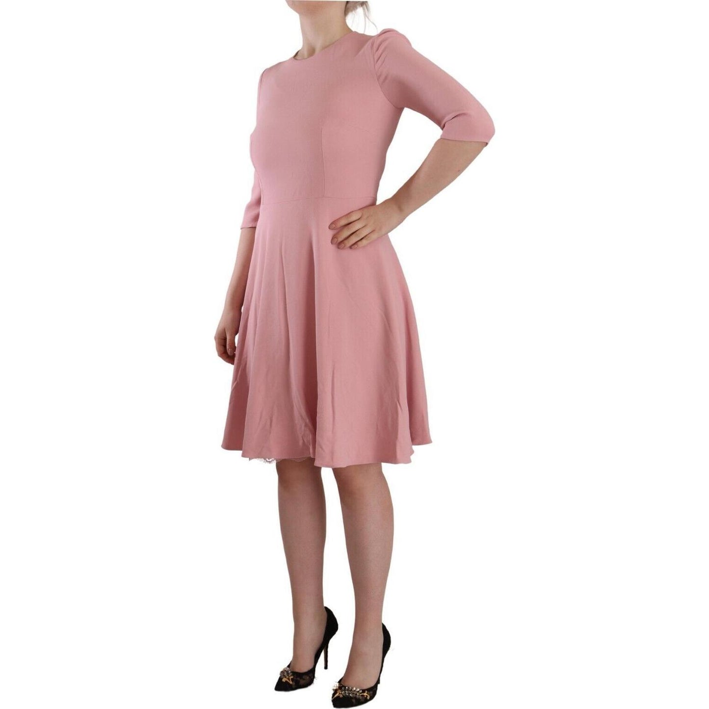 Dolce & Gabbana Elegant Pink A-Line Knee Length Dress Dolce & Gabbana Rosy Brown