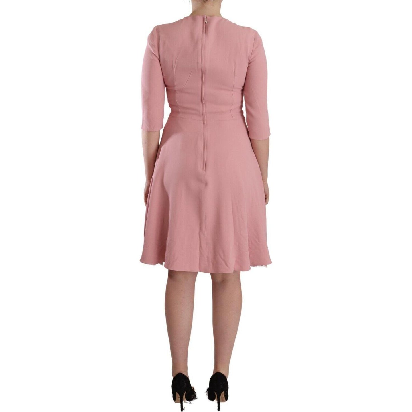 Dolce & Gabbana Elegant Pink A-Line Knee Length Dress Dolce & Gabbana Rosy Brown