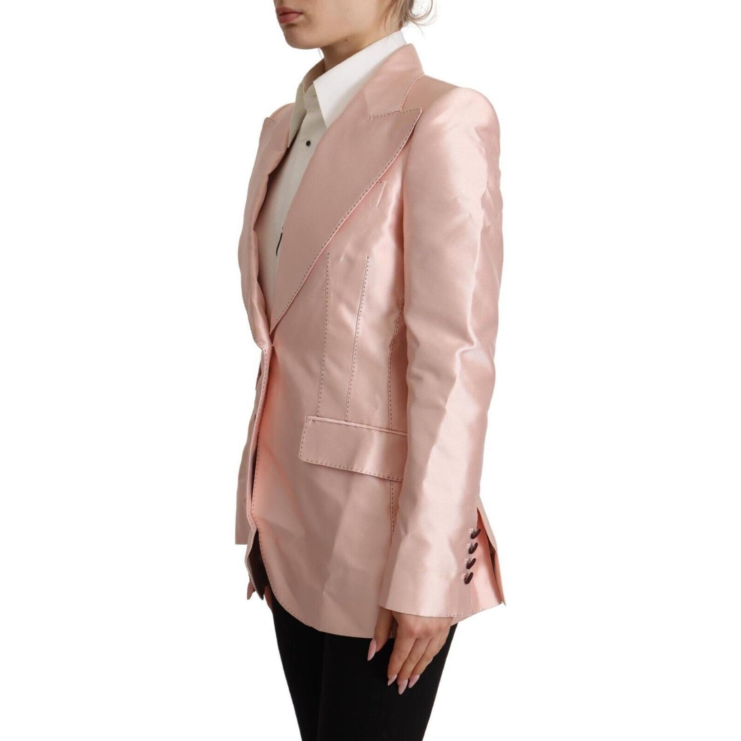 Dolce & Gabbana Elegant Pink Silk Blazer Jacket Dolce & Gabbana Rosy Brown