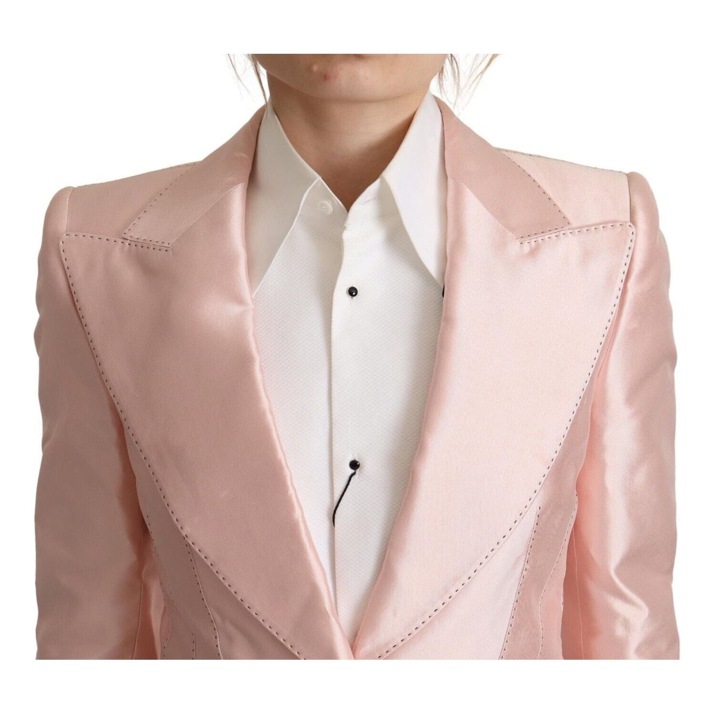 Dolce & Gabbana Elegant Pink Silk Blazer Jacket Dolce & Gabbana Gray