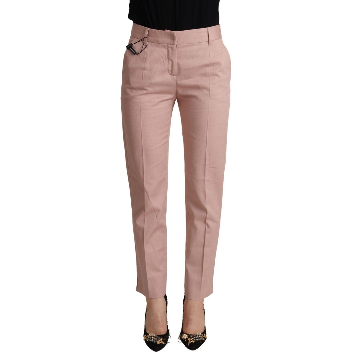 Dolce & Gabbana Elegant Pink Tapered Pants for Sophisticated Style Dolce & Gabbana Rosy Brown