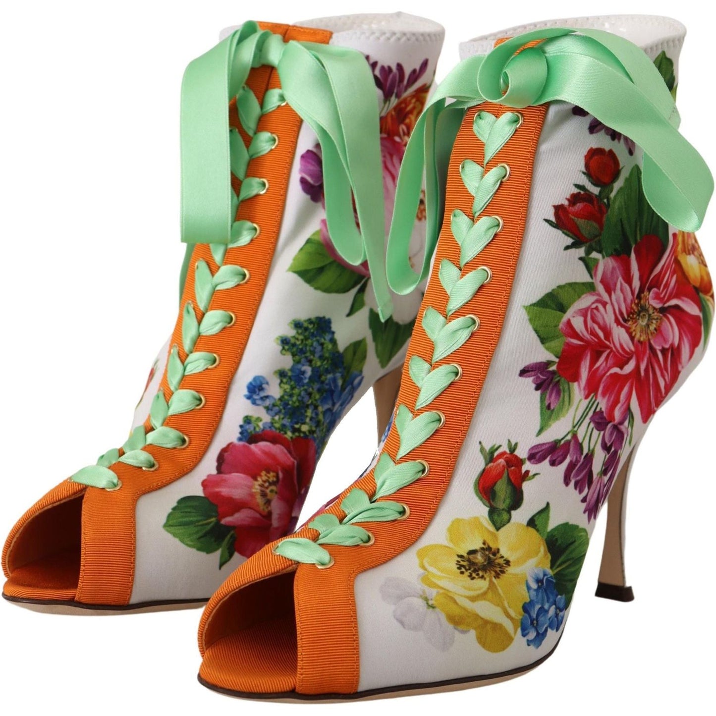 Dolce & Gabbana White Jersey Stretch Boots Open Toes Heels Shoes LA9805- 37.5
