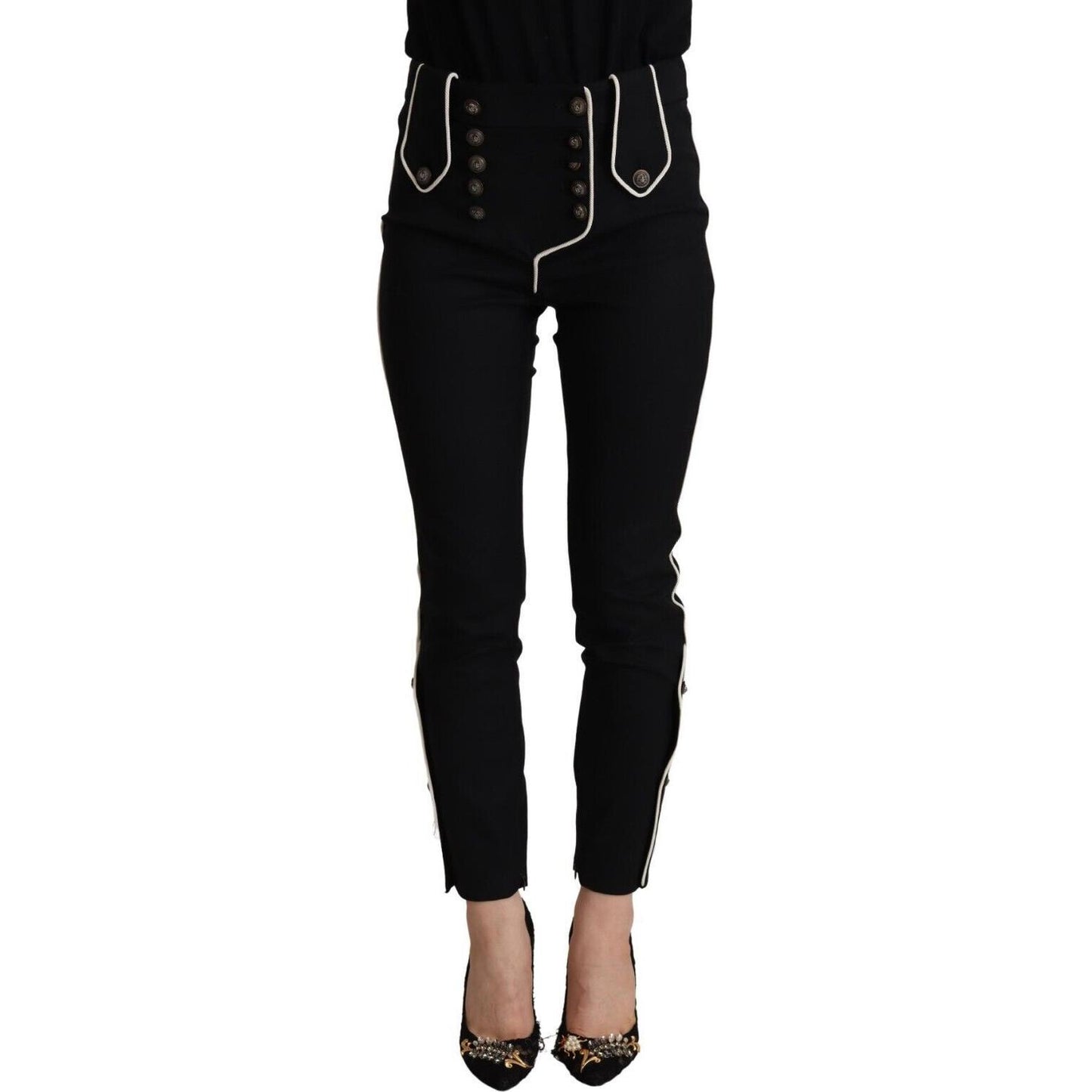 Dolce & Gabbana Elegant High Waisted Slim Fit Trousers Dolce & Gabbana Black