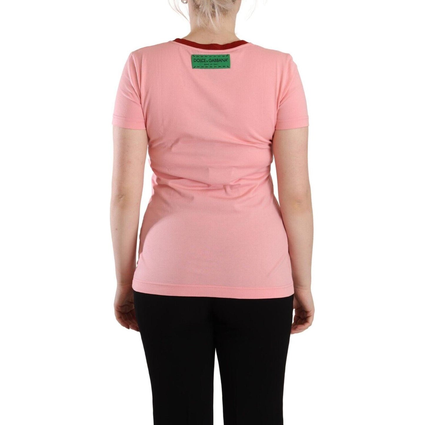 Dolce & Gabbana Chic Pink Logo Crew Neck Tee Dolce & Gabbana Tan