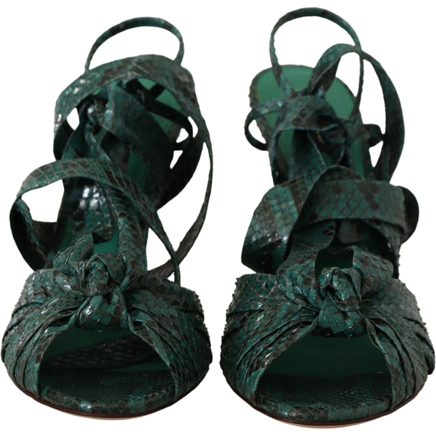 Dolce & Gabbana Elegant Green Python Strappy Heels Dolce & Gabbana Dark Slate Gray