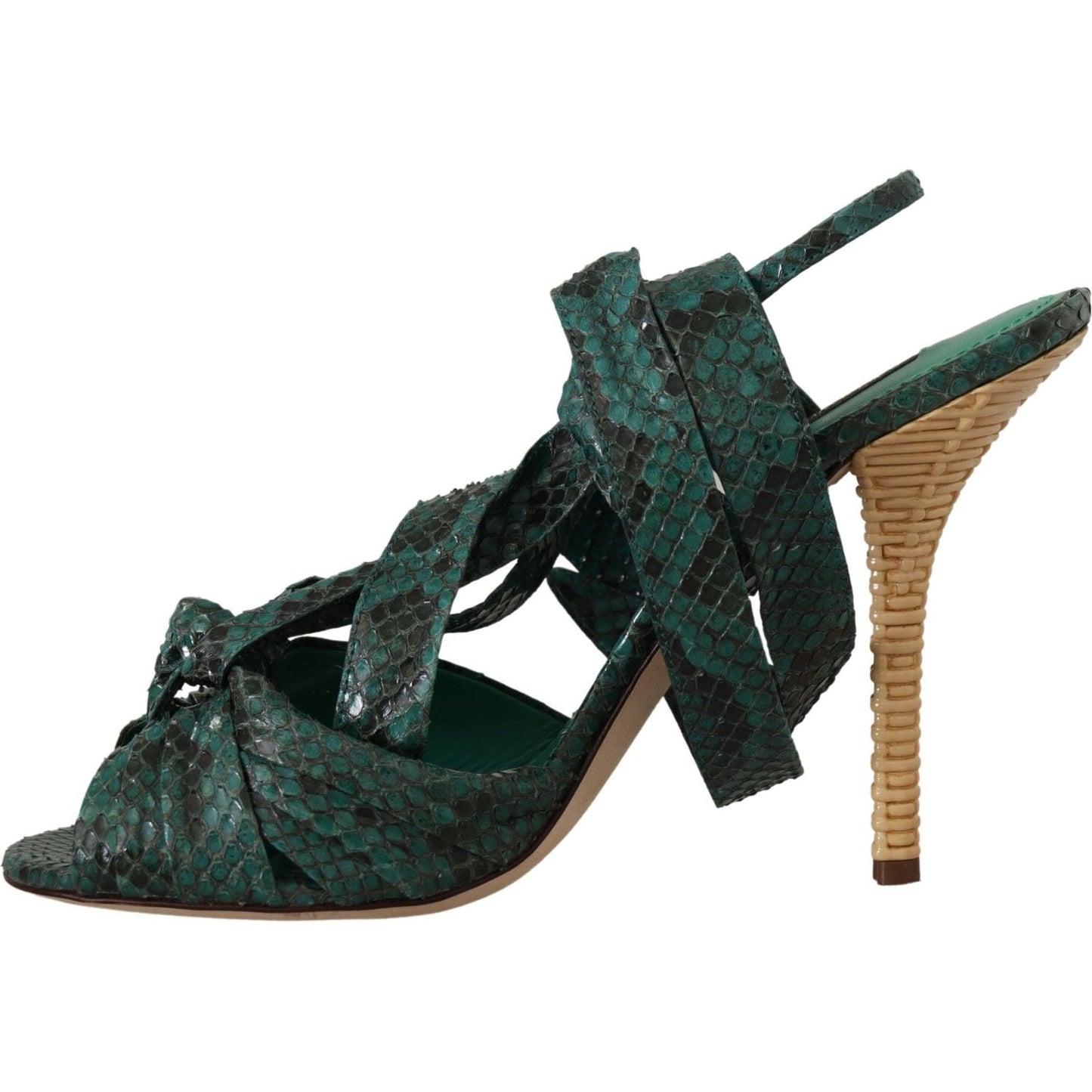Dolce & Gabbana Elegant Green Python Strappy Heels Dolce & Gabbana Dark Slate Gray