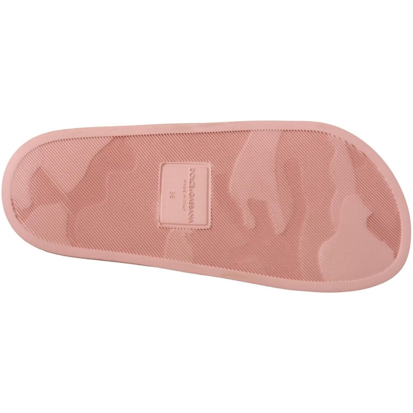 Dolce & Gabbana Floral Lace Crystal Embellished Slide Flats Dolce & Gabbana Rosy Brown