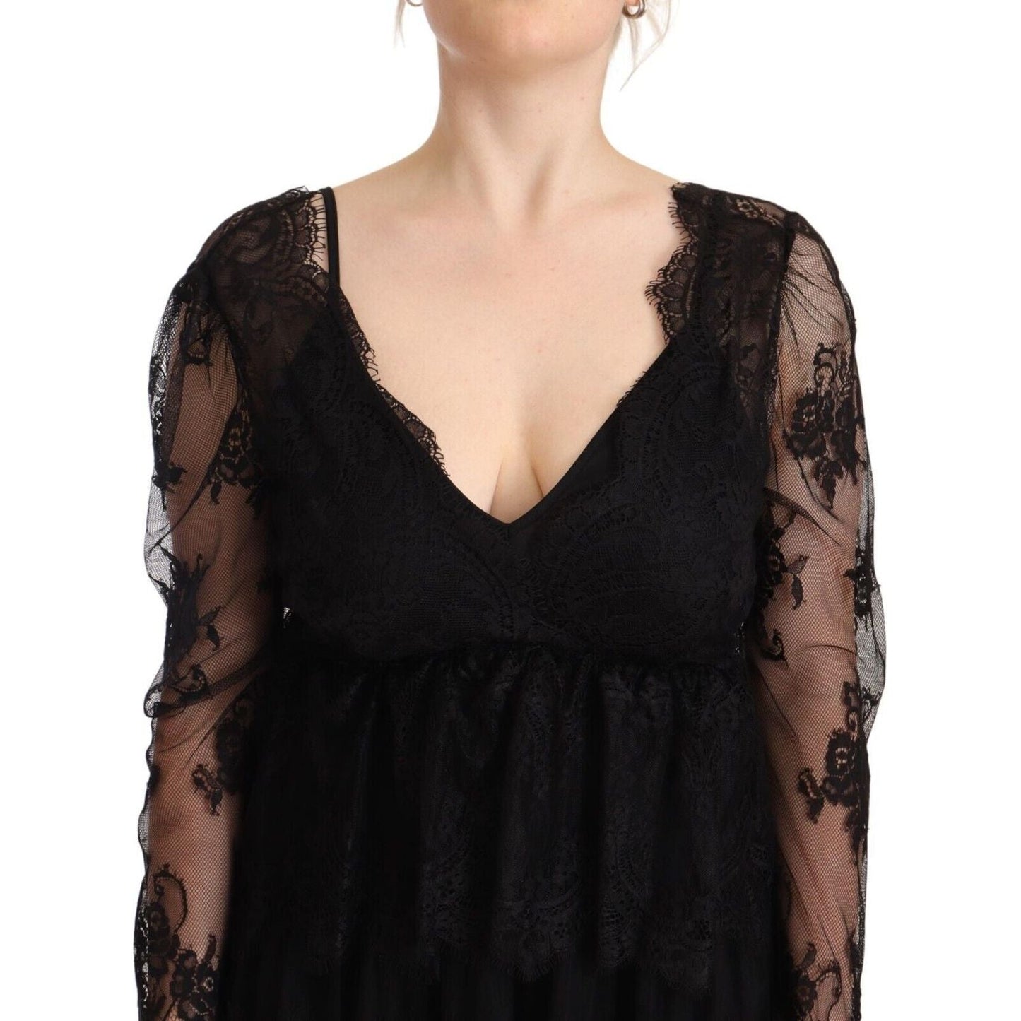 Aniye By Elegant Floral Lace Long Sleeve Shift Dress Aniye By Tan