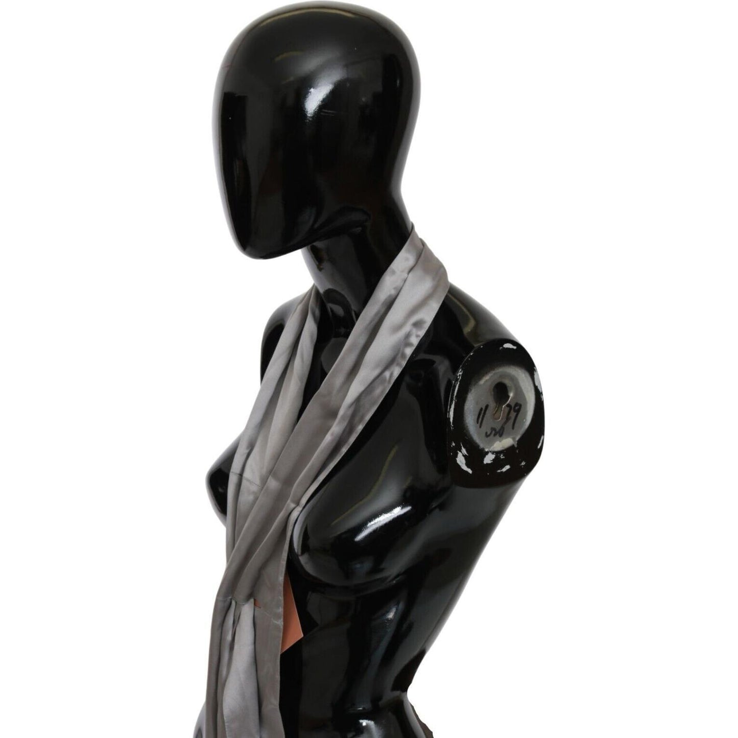 Ermanno Scervino Sleek Silver Silk Neck Scarf for Men Ermanno Scervino Black