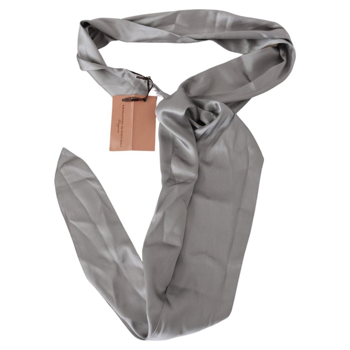 Ermanno Scervino Sleek Silver Silk Neck Scarf for Men Ermanno Scervino Slate Gray