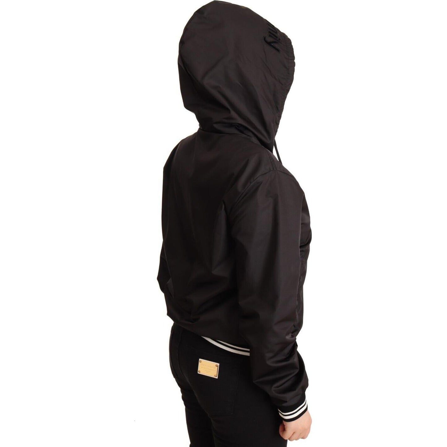 Dolce & Gabbana Elegant Black Bomber Jacket with Hood Dolce & Gabbana Black