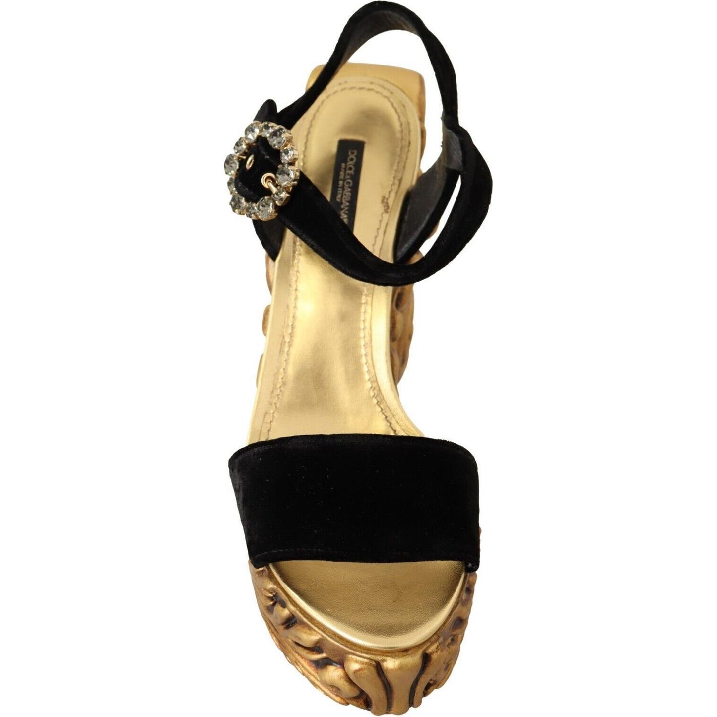 Dolce & Gabbana Baroque Velvet Heels in Black and Gold Dolce & Gabbana Dark Khaki