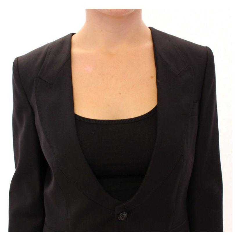 Dolce & Gabbana Elegant Silk-Blend Black Blazer with Scarf Back Detail Blazer jacket Dolce & Gabbana Wheat