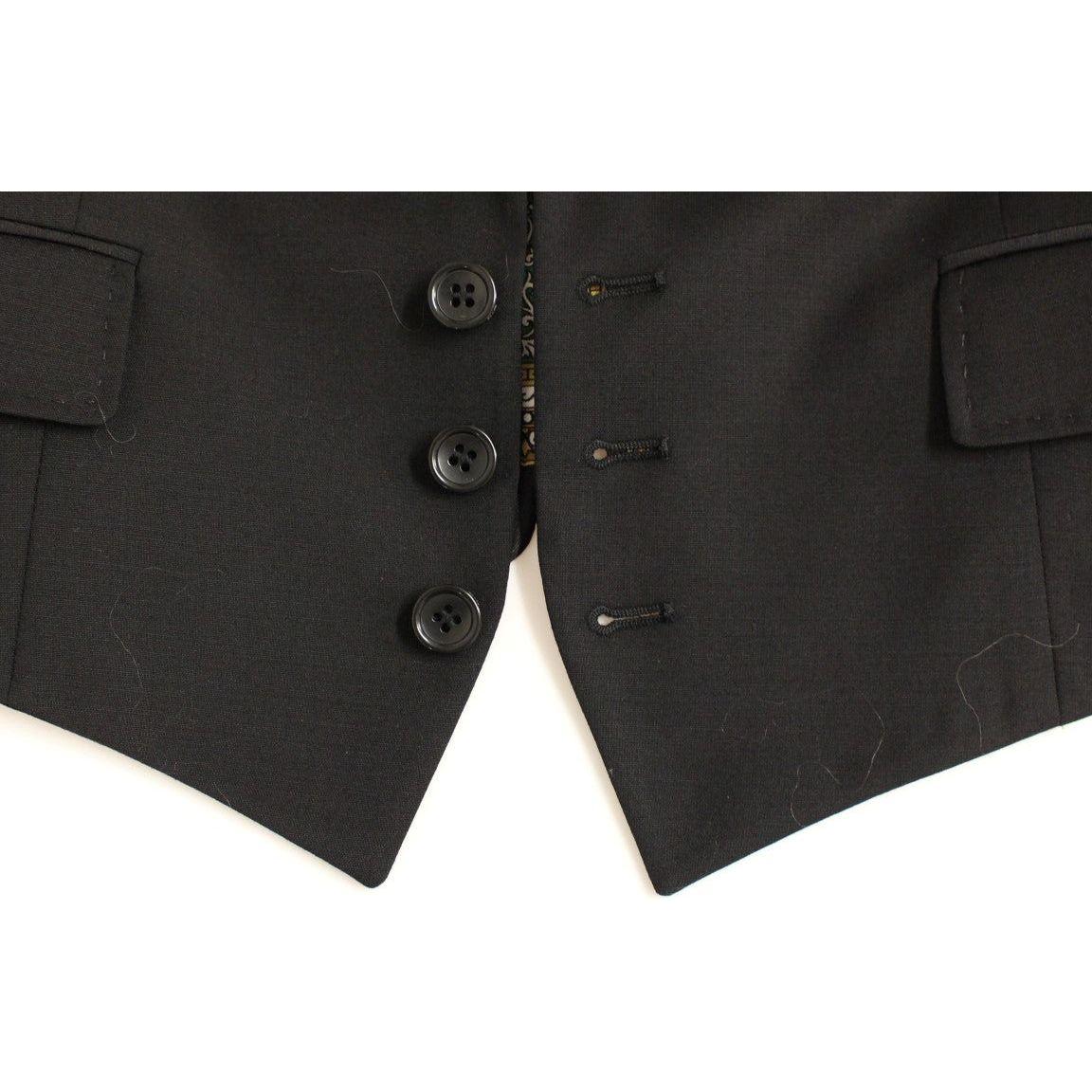 Dolce & Gabbana Elegant Silk-Blend Black Blazer with Scarf Back Detail Blazer jacket Dolce & Gabbana Dark Slate Gray