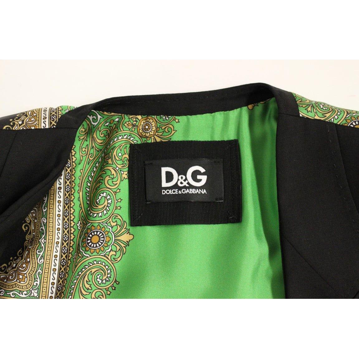 Dolce & Gabbana Elegant Silk-Blend Black Blazer with Scarf Back Detail Blazer jacket Dolce & Gabbana Antique White