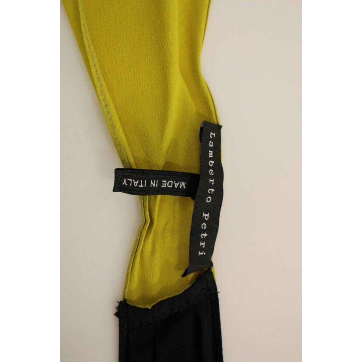 Lamberto Petri Elegant Silk Blend Shift Dress in Black and Yellow Lamberto Petri Gray