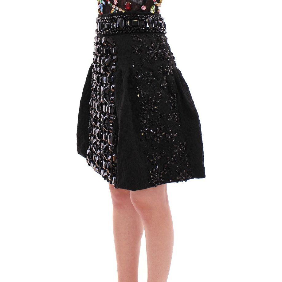 Dolce & Gabbana Black Crystal Embellished Masterpiece Skirt Dolce & Gabbana Tan
