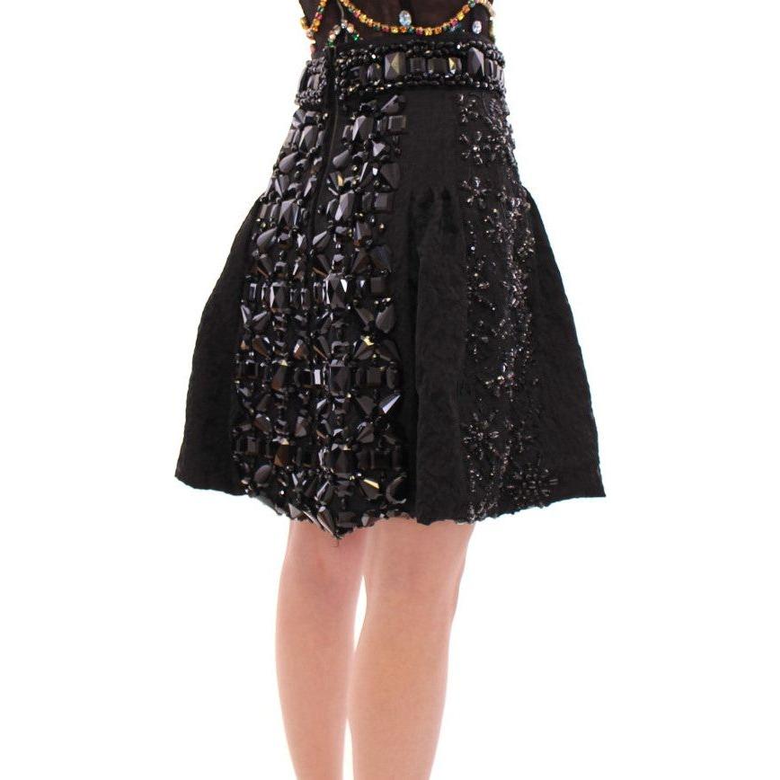 Dolce & Gabbana Black Crystal Embellished Masterpiece Skirt Dolce & Gabbana Tan