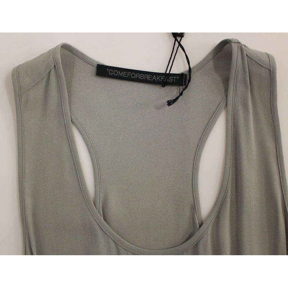 Comeforbreakfast Elegant Gray Viscose Top – Timeless Style Comeforbreakfast Dim Gray