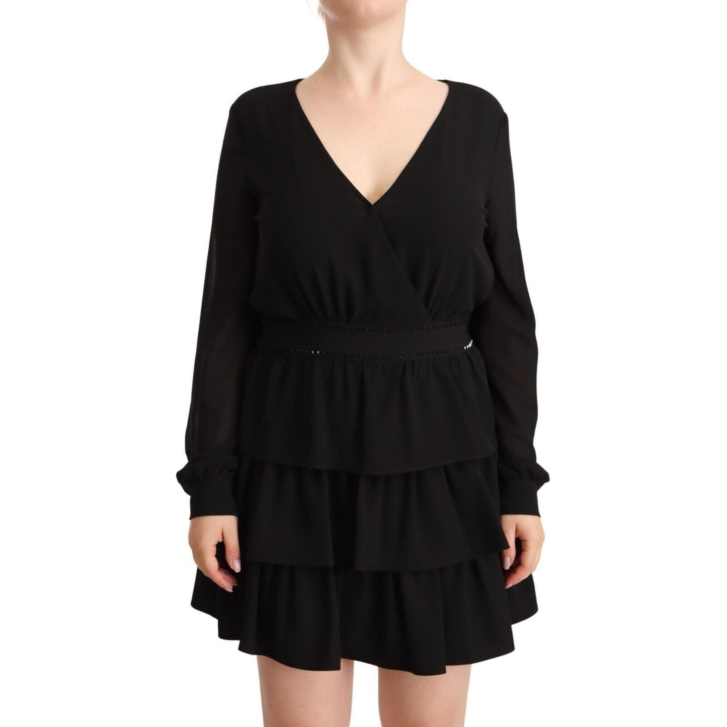 Liu Jo Elegant Black A-Line Mini Dress with Long Sleeves Liu Jo Tan