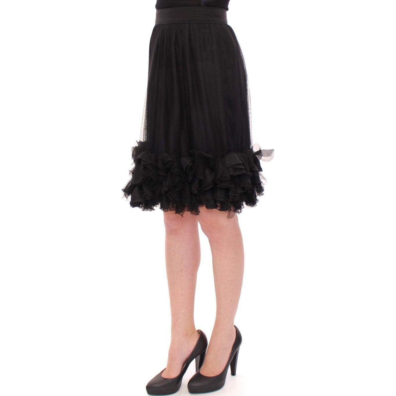Dolce & Gabbana Elegant Silk Black Skirt for Evenings Dolce & Gabbana Black
