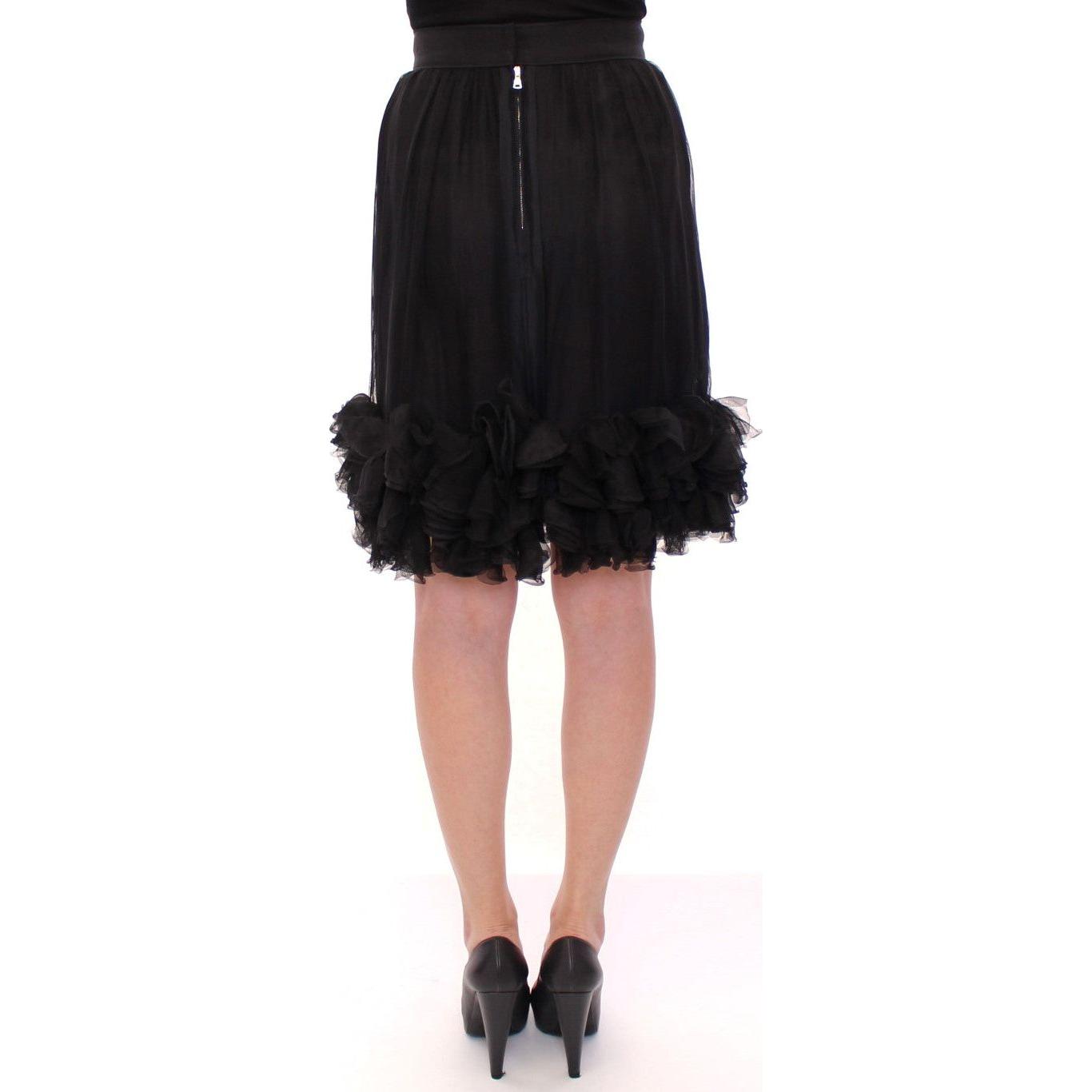 Dolce & Gabbana Elegant Silk Black Skirt for Evenings Dolce & Gabbana Black