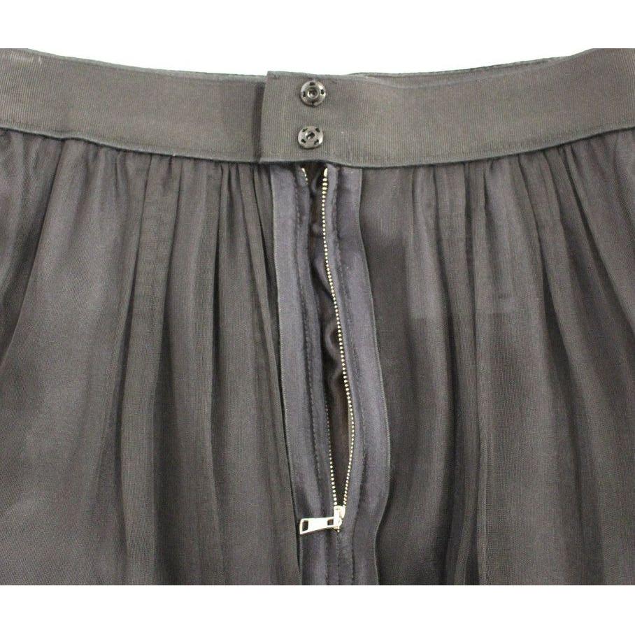 Dolce & Gabbana Elegant Silk Black Skirt for Evenings Dolce & Gabbana Dim Gray