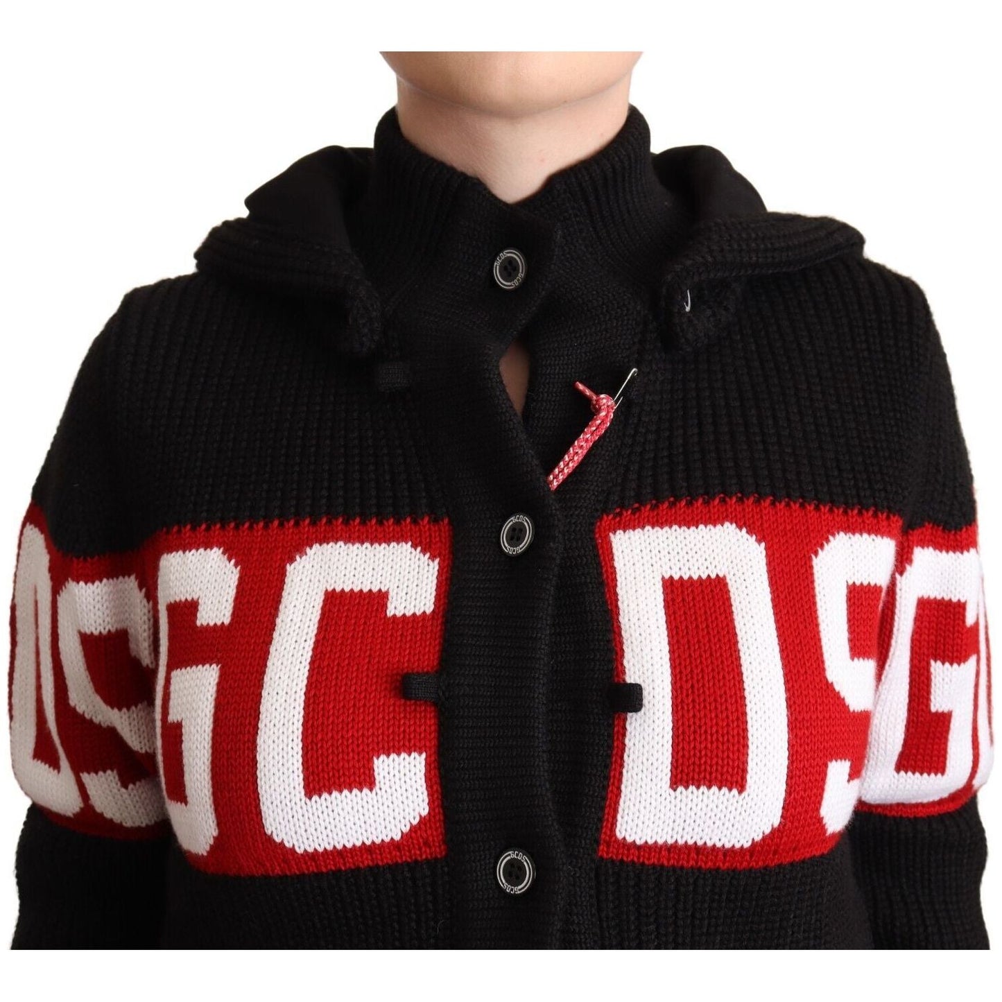 GCDS Chic Black Cashmere Cardigan Jacket GCDS Black