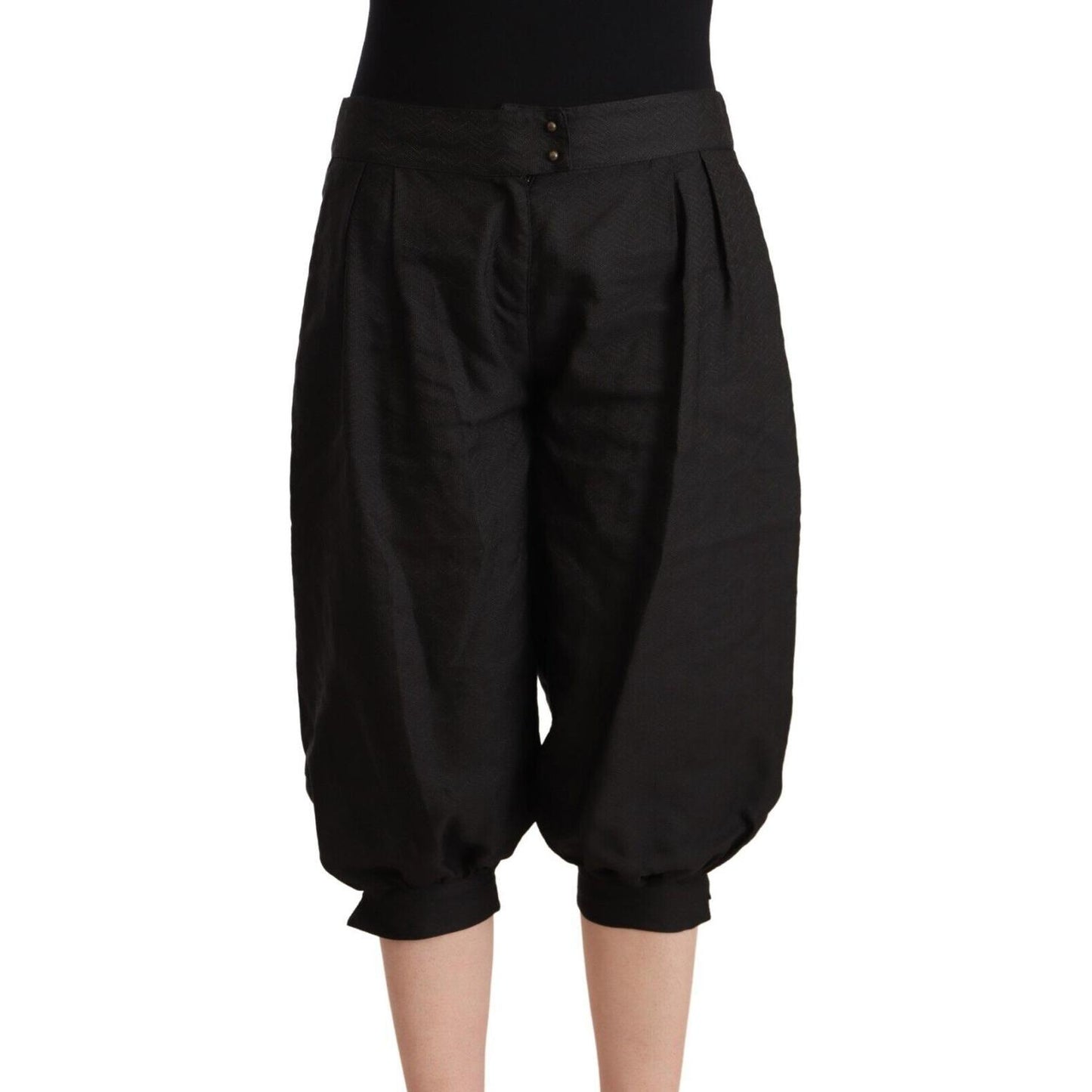 GF Ferre Chic Mid Waist Cropped Harem Pants GF Ferre Black