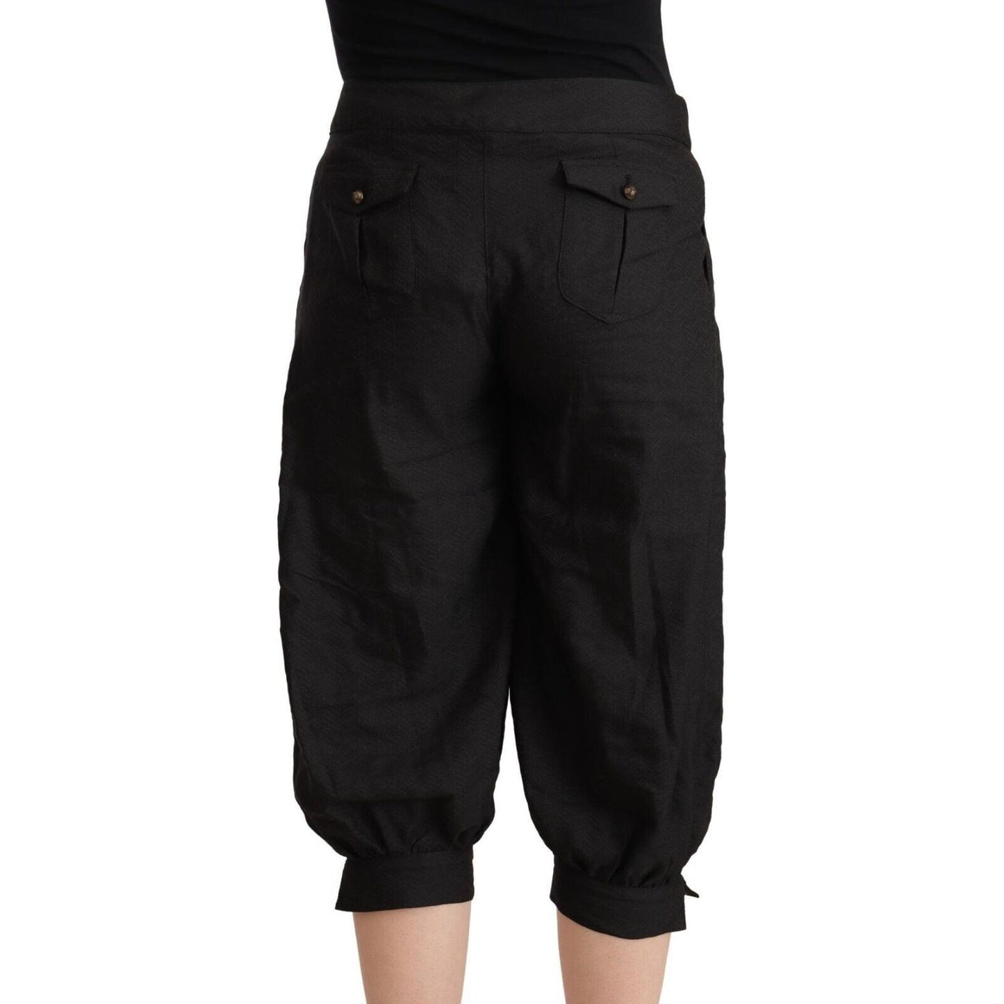 GF Ferre Chic Mid Waist Cropped Harem Pants GF Ferre Black