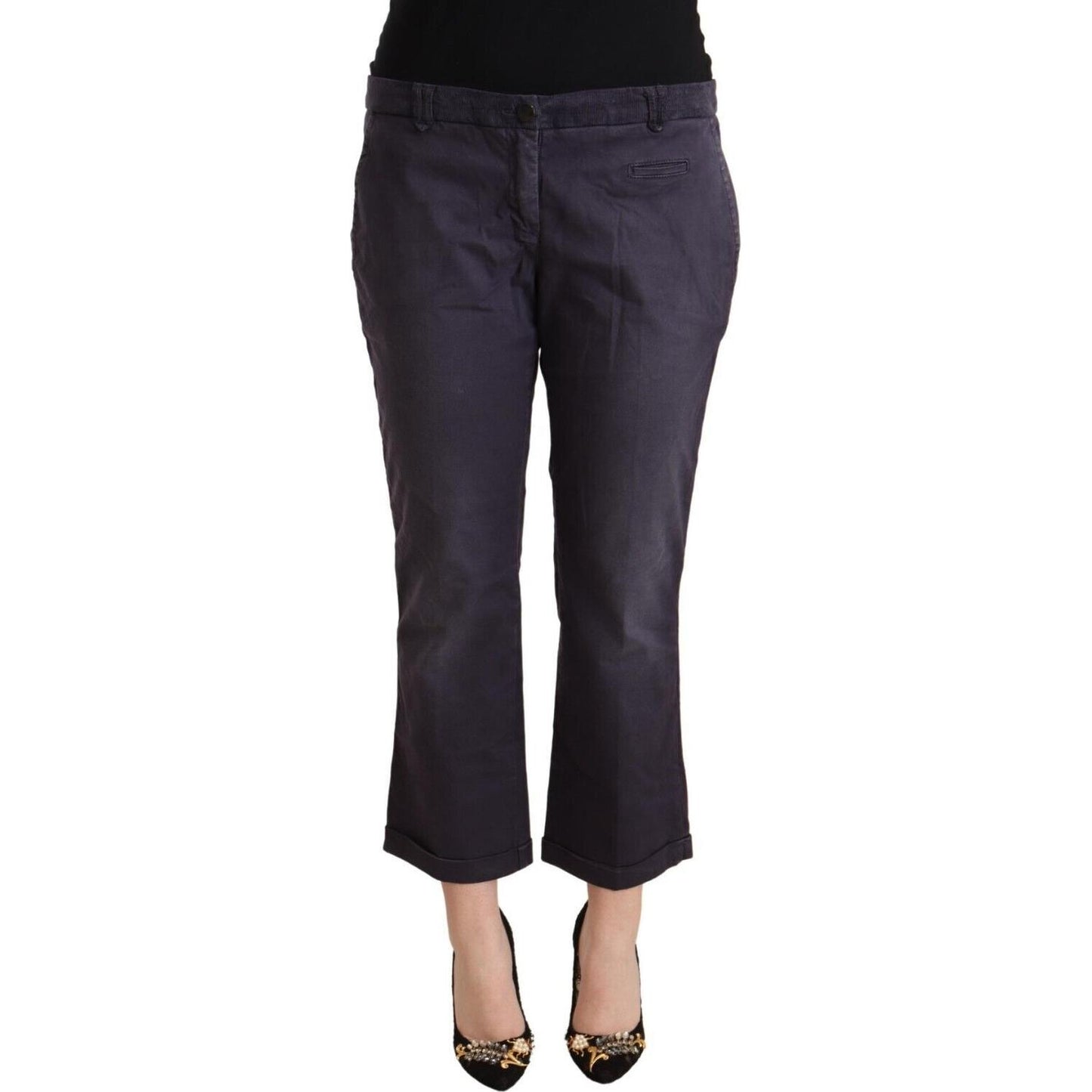 Jucca Chic Low Waist Cropped Pants in Black Jucca Dark Slate Gray