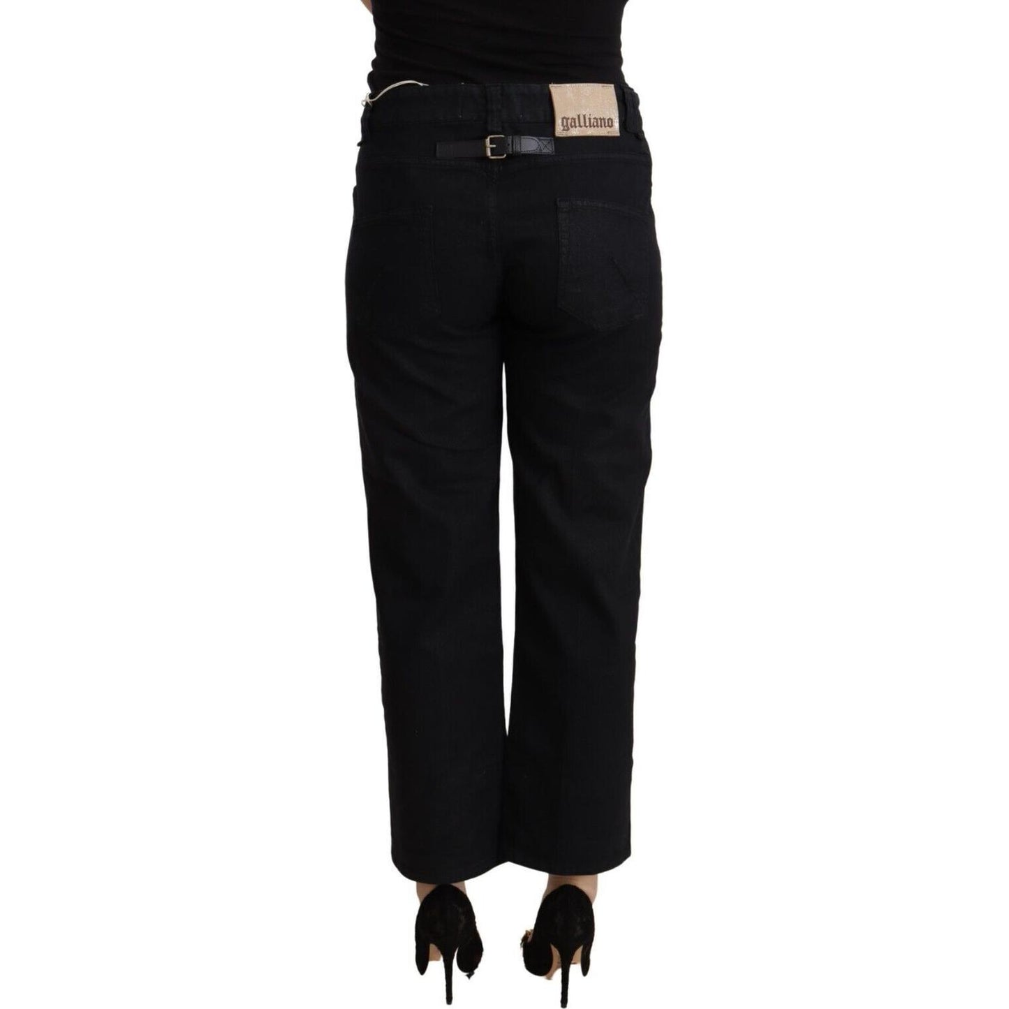 John Galliano Elegant High Waist Cropped Jeans John Galliano Black