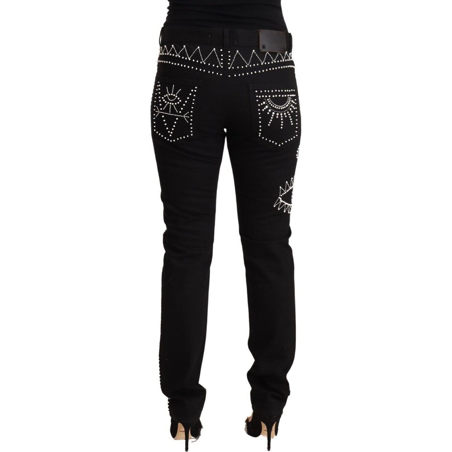 Valentino Embellished Black Mid-Waist Denim Valentino Black
