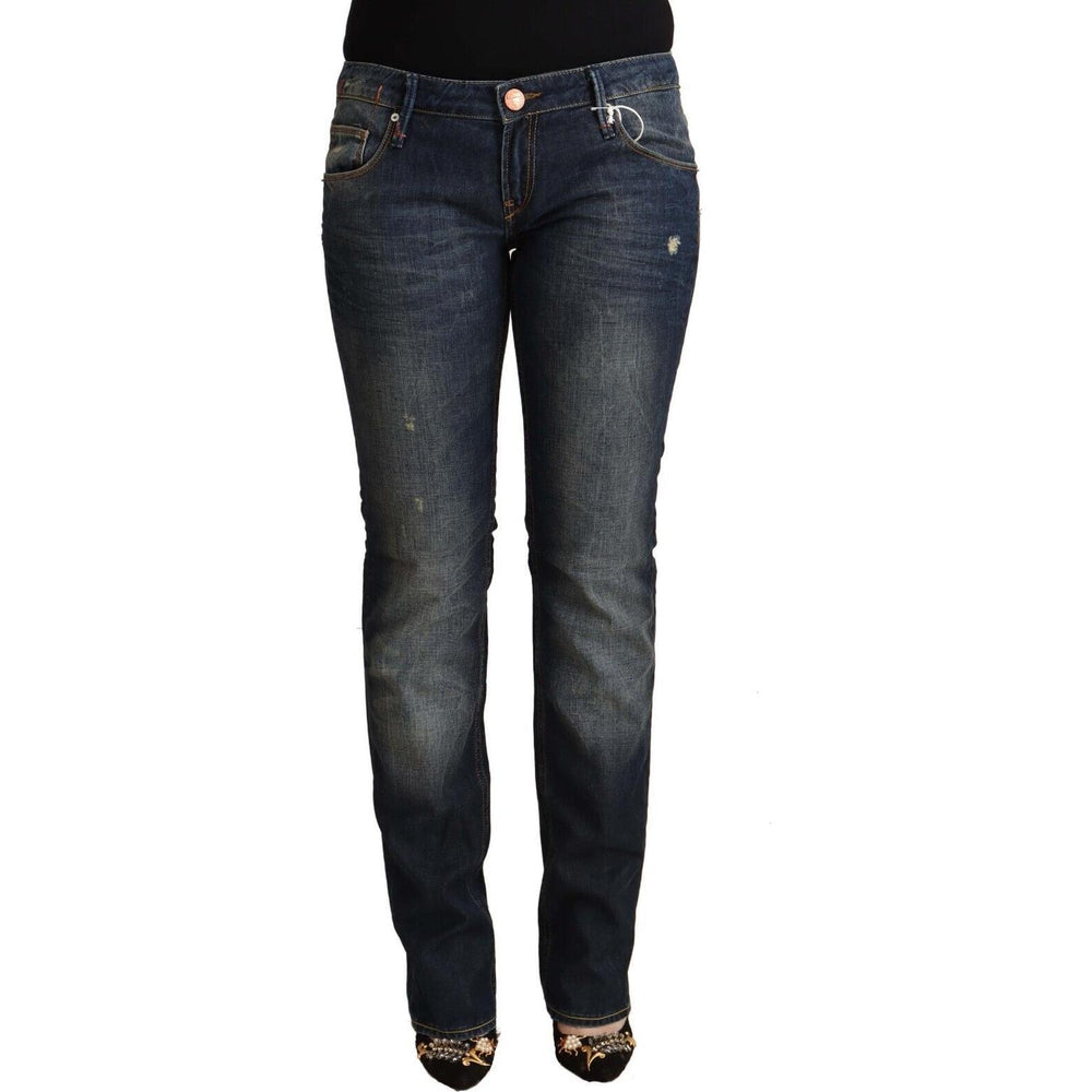 Acht Blue Washed Cotton Low Waist Skinny Denim Jeans PAN72702 - 30