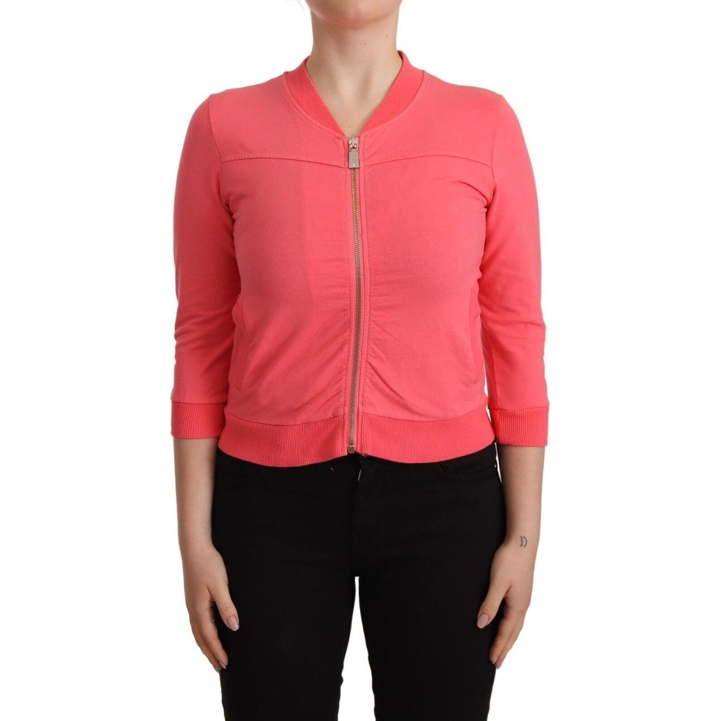 Blumarine Elegant Pink Full Zip Sweater Blumarine Tomato