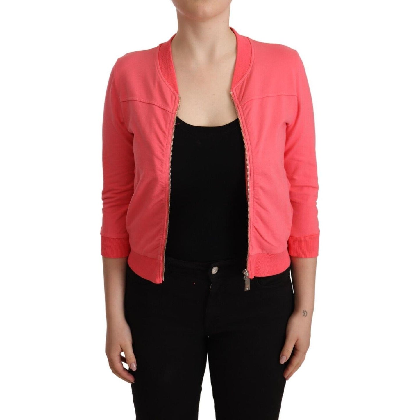 Blumarine Elegant Pink Full Zip Sweater Blumarine Black