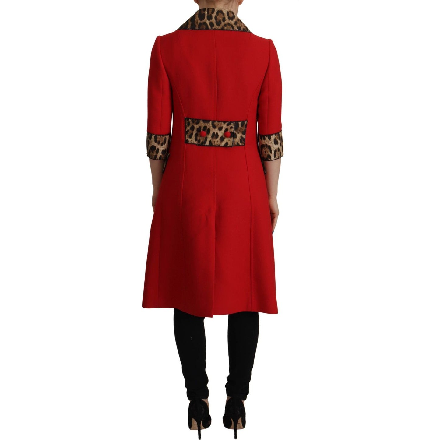 Dolce & Gabbana Elegant Red Leopard Trench Coat Dolce & Gabbana Dark Red