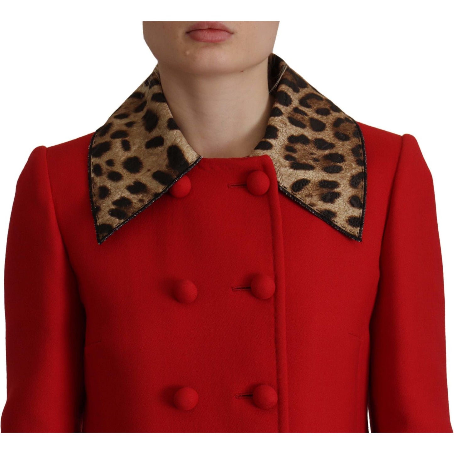 Dolce & Gabbana Elegant Red Leopard Trench Coat Dolce & Gabbana Dark Red