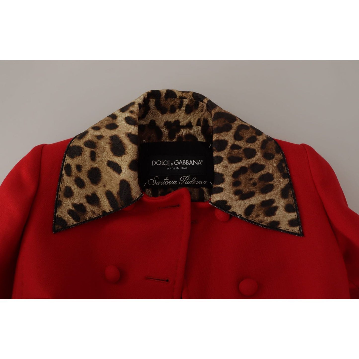 Dolce & Gabbana Elegant Red Leopard Trench Coat Dolce & Gabbana Dark Gray