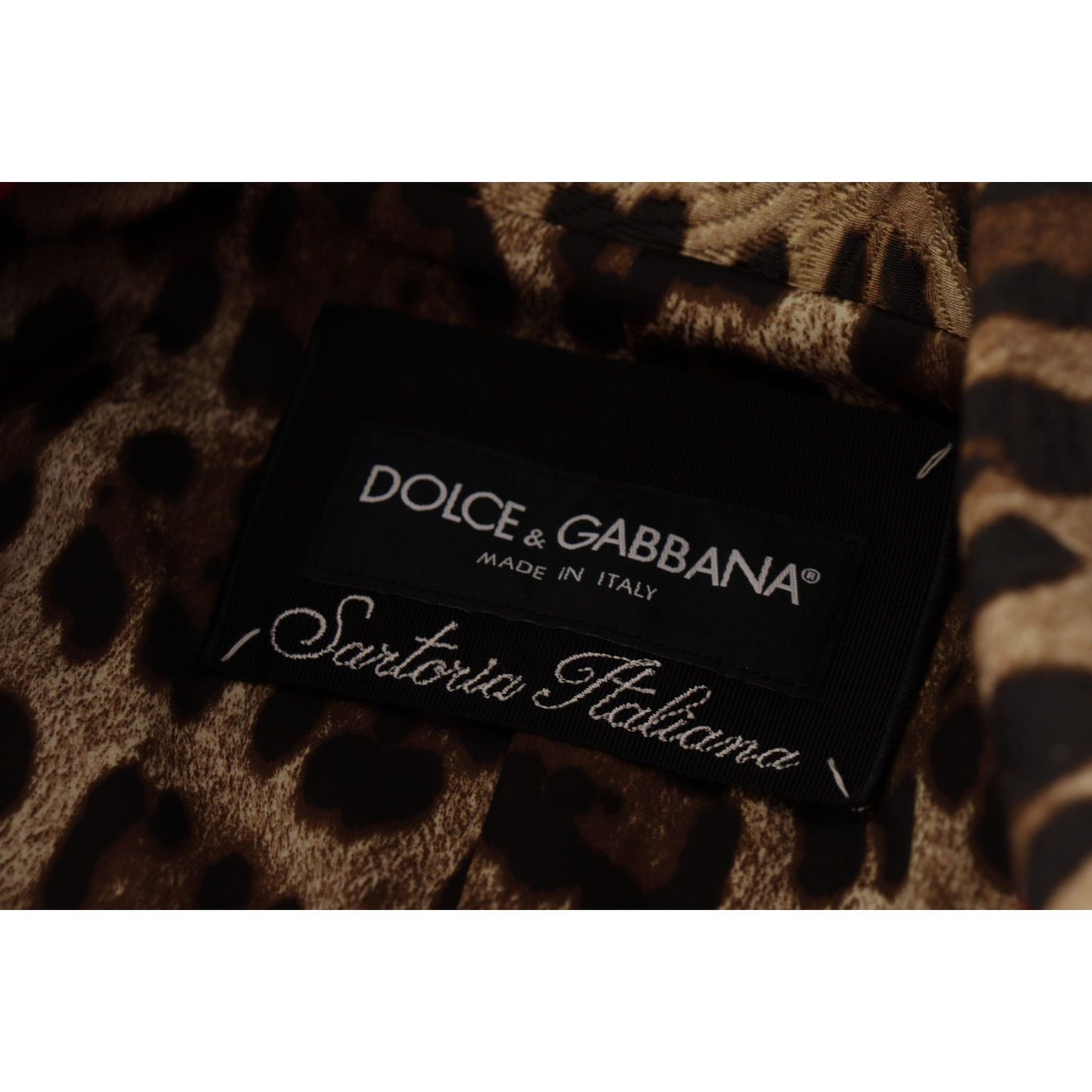Dolce & Gabbana Elegant Red Leopard Trench Coat Dolce & Gabbana Black