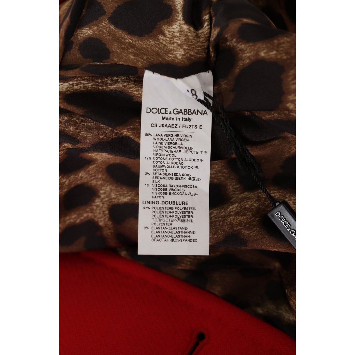 Dolce & Gabbana Elegant Red Leopard Trench Coat Dolce & Gabbana Black