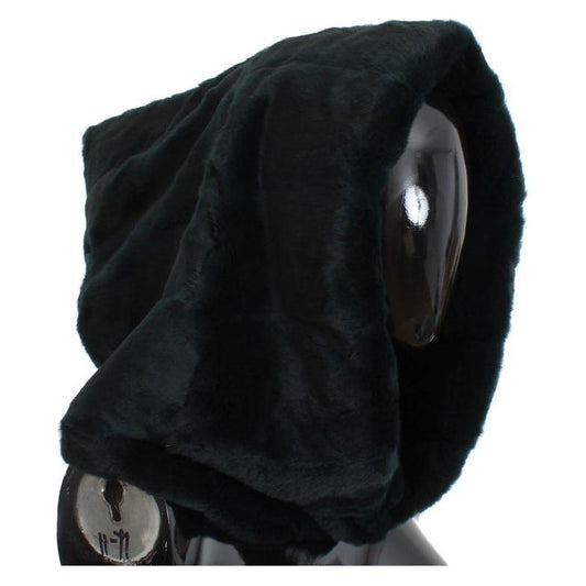 Dolce & Gabbana Green Weasel Fur Crochet Hood Scarf Hat Hat