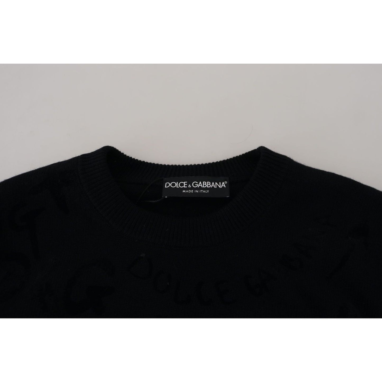 Dolce & Gabbana Elegant Black Logo Wool Sweater Dolce & Gabbana Gray