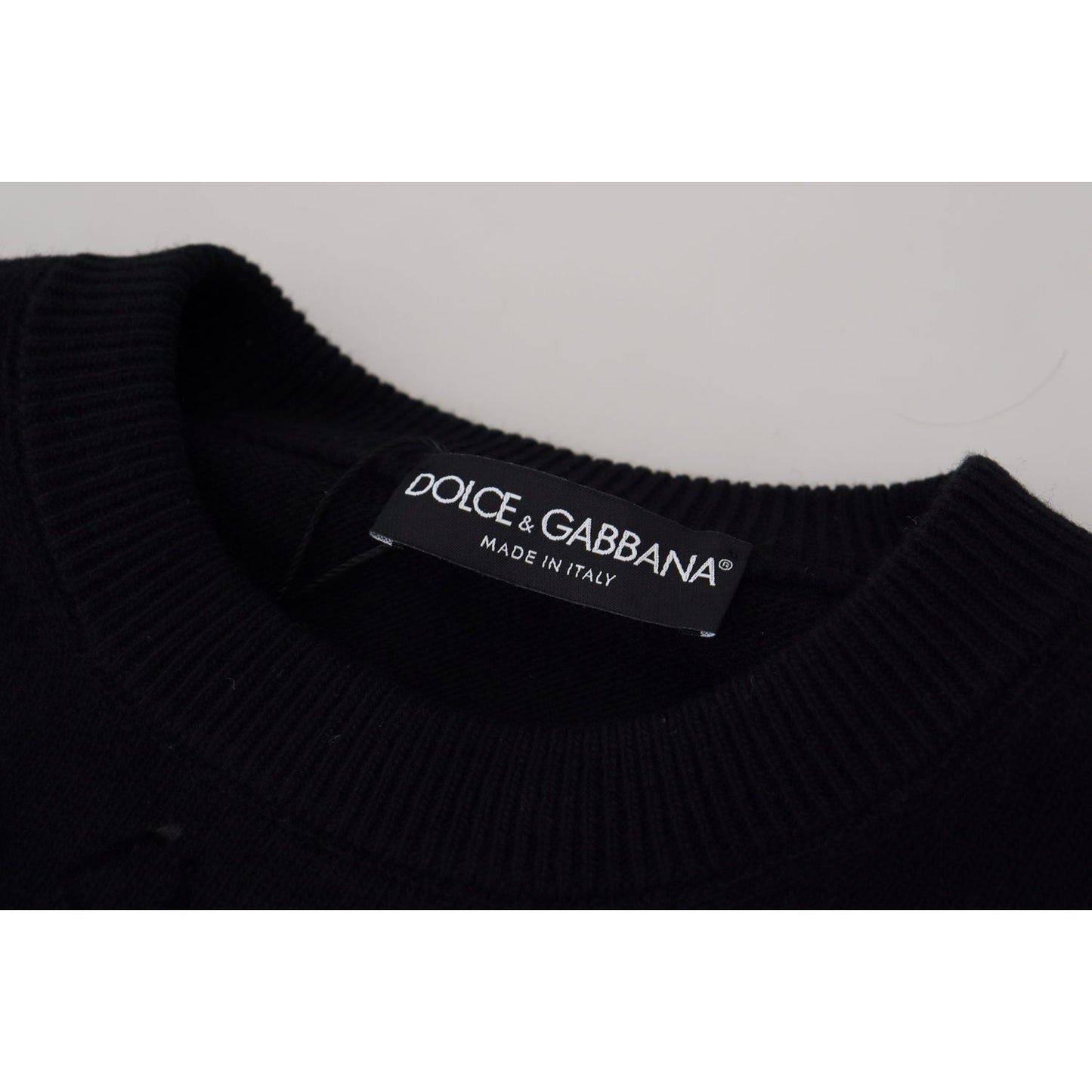 Dolce & Gabbana Elegant Black Logo Wool Sweater Dolce & Gabbana Black