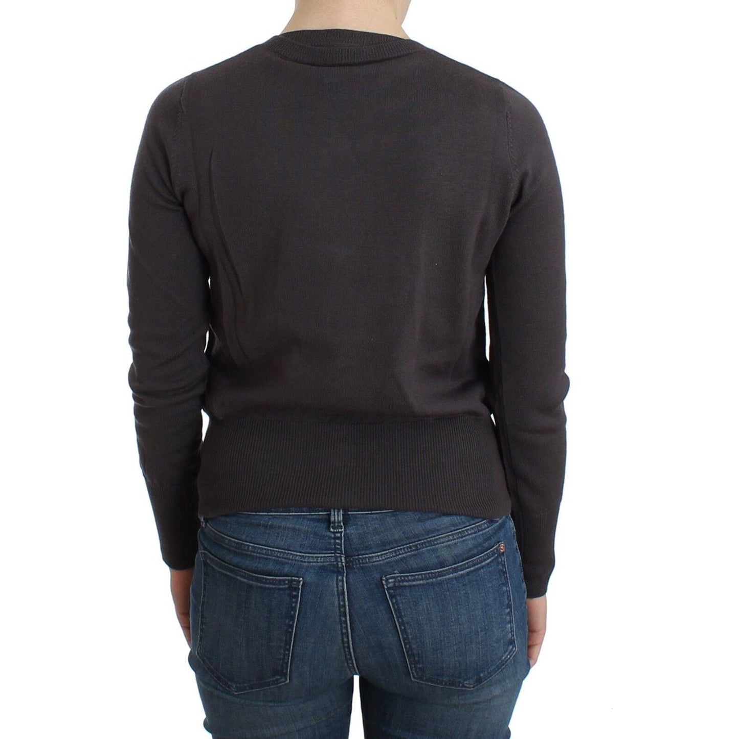 John Galliano Elegant Purple Sequined Wool Cardigan John Galliano Dark Slate Gray