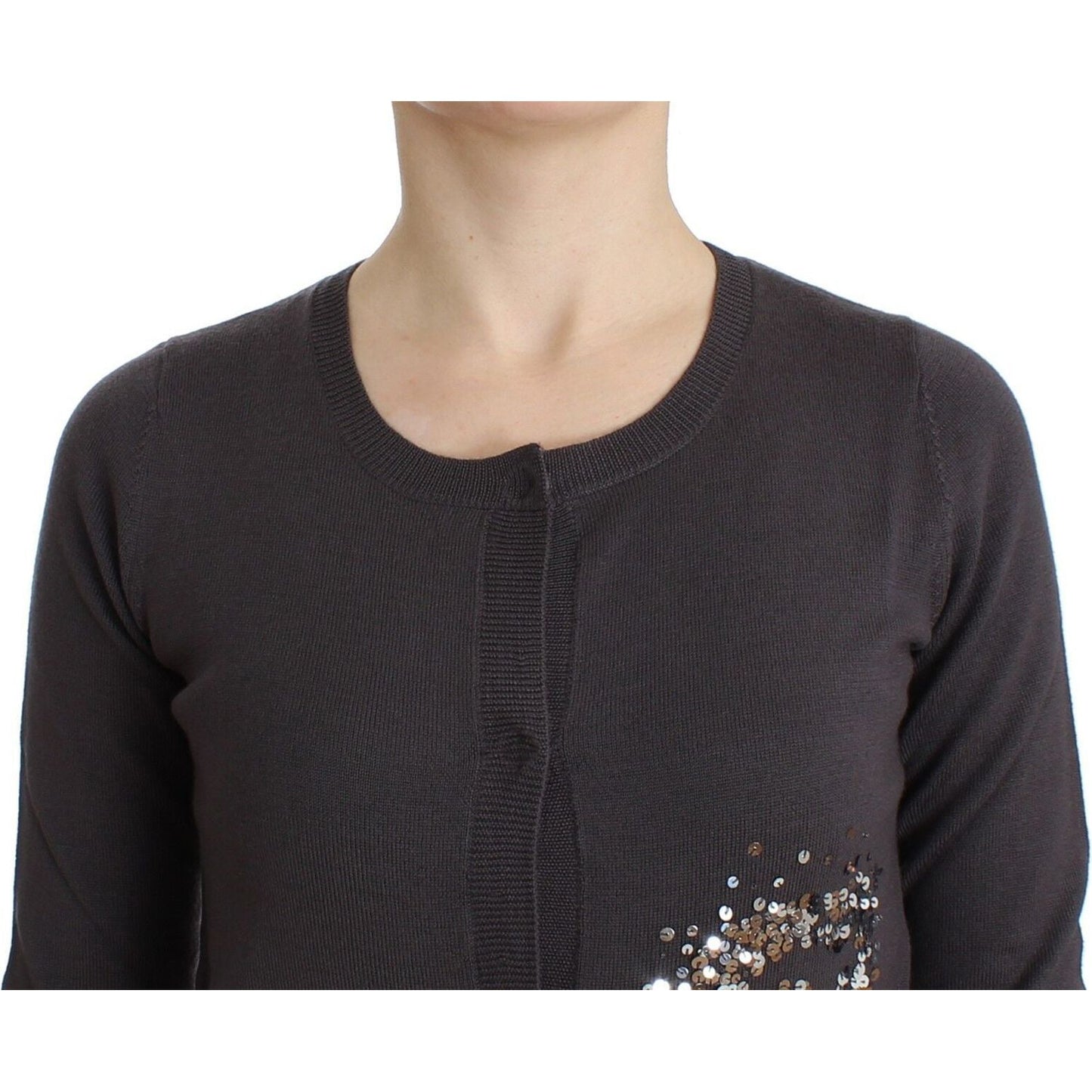 John Galliano Elegant Purple Sequined Wool Cardigan John Galliano Dark Slate Gray